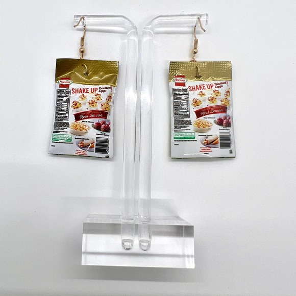 Bacon Earrings - Real Bacon Crumbles - Salad Earrings - Mini Brands Earrings - Picture 3 of 6